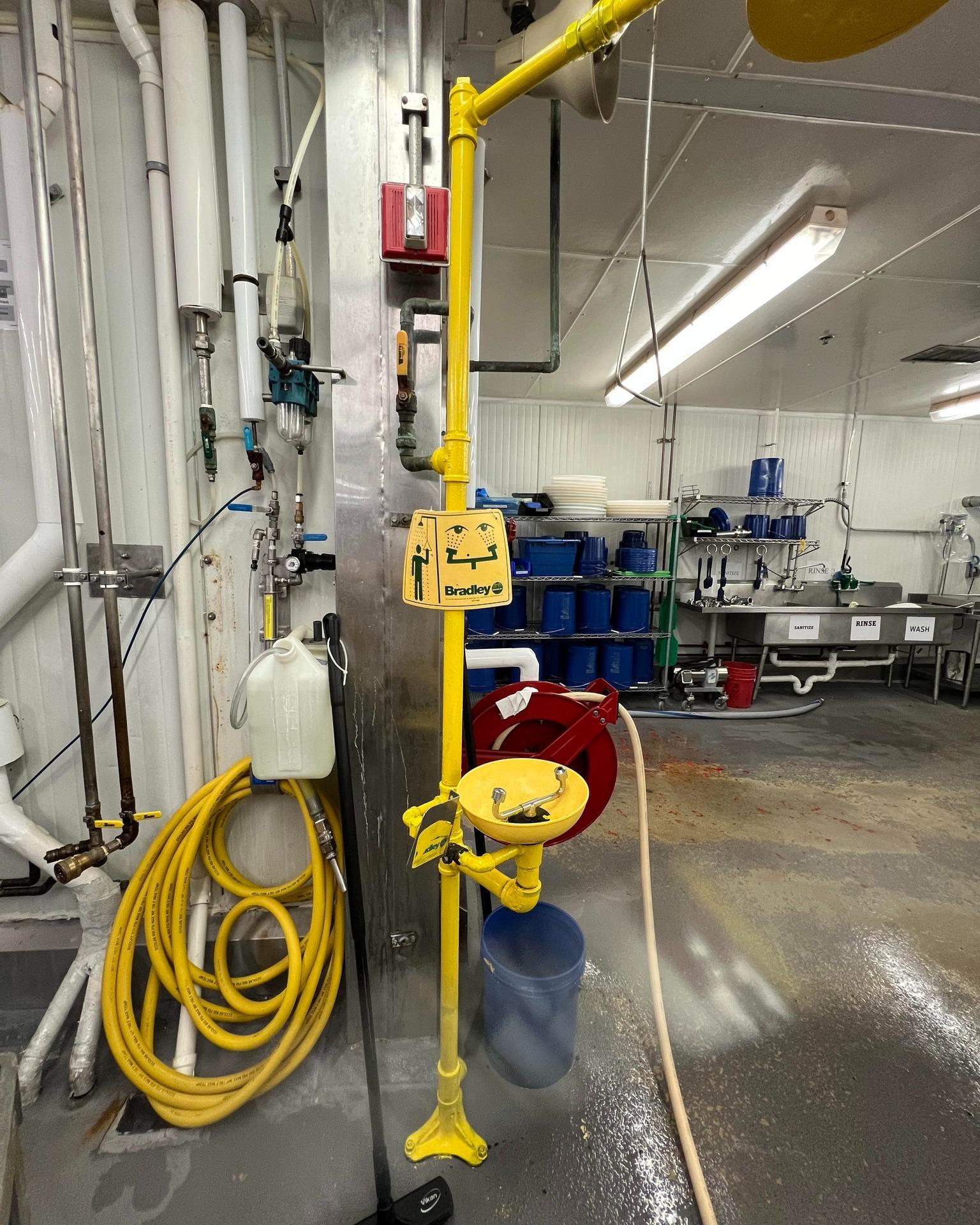 Commercial eye wash station installation